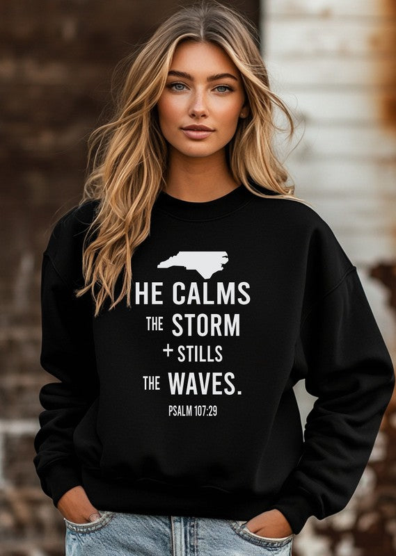 North Carolina He Calms Storm Crew Neck Sweatshirt