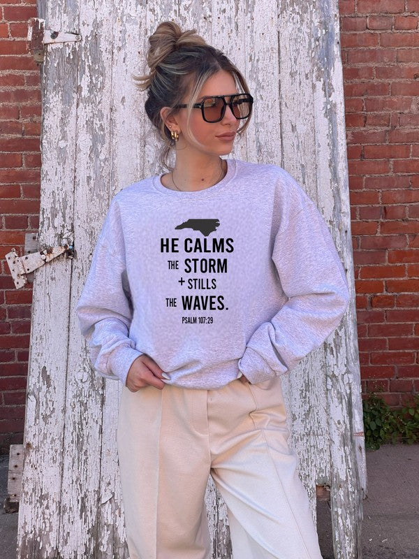 North Carolina He Calms Storm Crew Neck Sweatshirt
