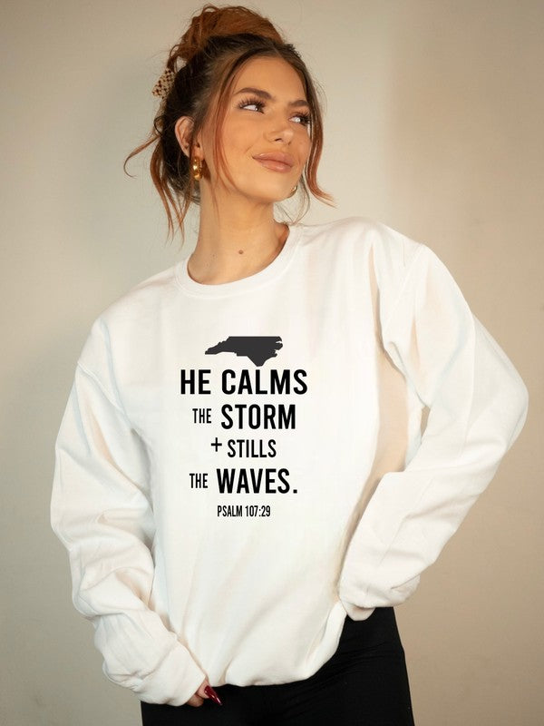 North Carolina He Calms Storm Crew Neck Sweatshirt