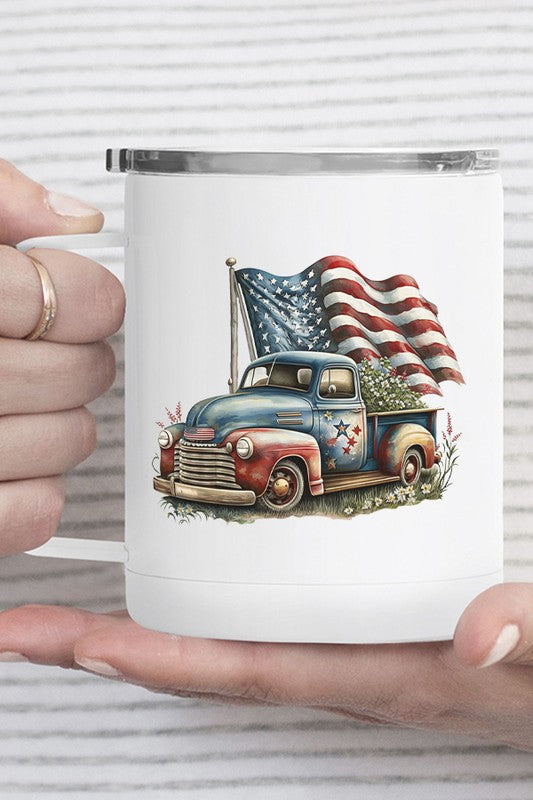 Patriotic Flag Truck Stainless Steel Cup