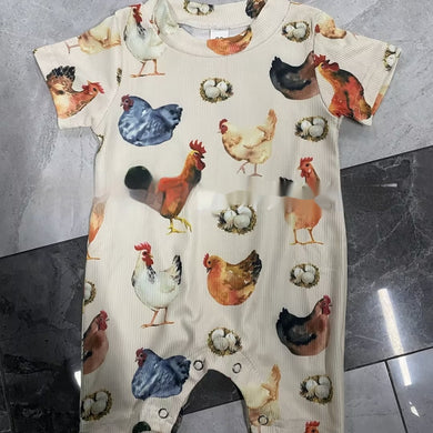 New Arrival Children's Chicken Printed One-piece Shorts Apricot