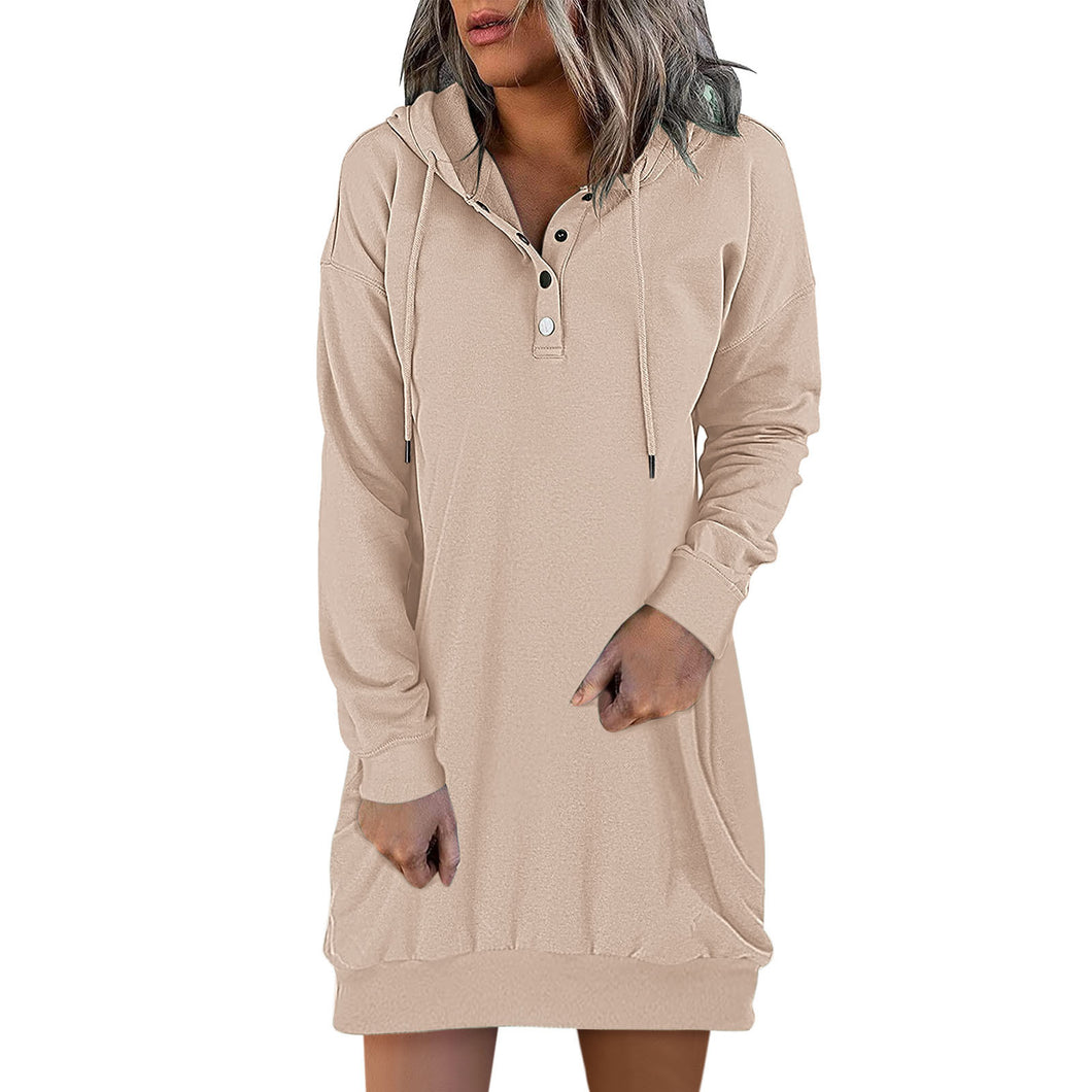 New Hot Fashion Women's Solid Hooded Drawstring Sweater