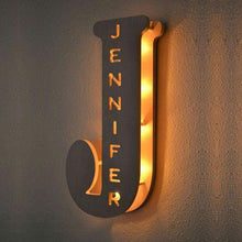 Load image into Gallery viewer, Hollow-Engraved Wooden Alphabet LED Night Light