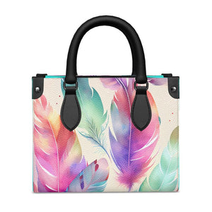 Pastel Boho Feather Whimsical Mini Leather Shopper Bag