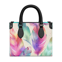 Load image into Gallery viewer, Pastel Boho Feather Whimsical Mini Leather Shopper Bag