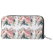 Load image into Gallery viewer, Pink Floral Leather Zip Purse