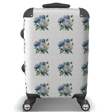 Load image into Gallery viewer, Blue &amp; White Peony Suitcase