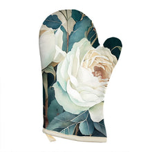 Load image into Gallery viewer, White Rose Luxury Oven Mitt