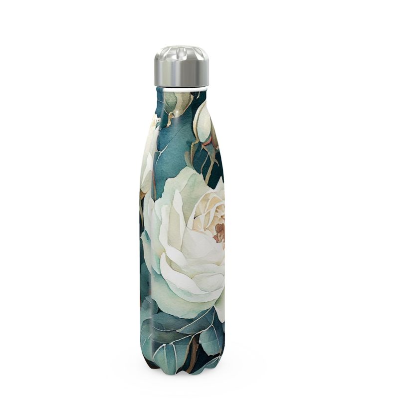 White Rose Stainless Steel Thermal Bottle