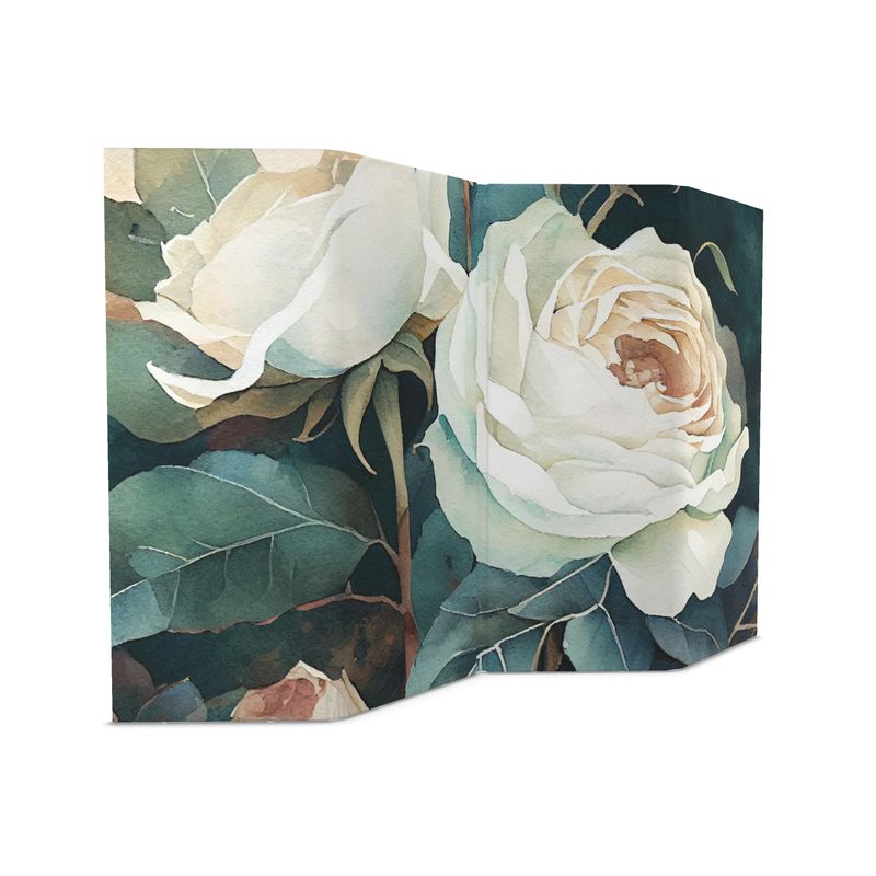 White Rose Luxury 4-panel Folding Screen