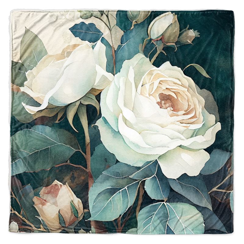 White Rose Luxury Fleece Throw