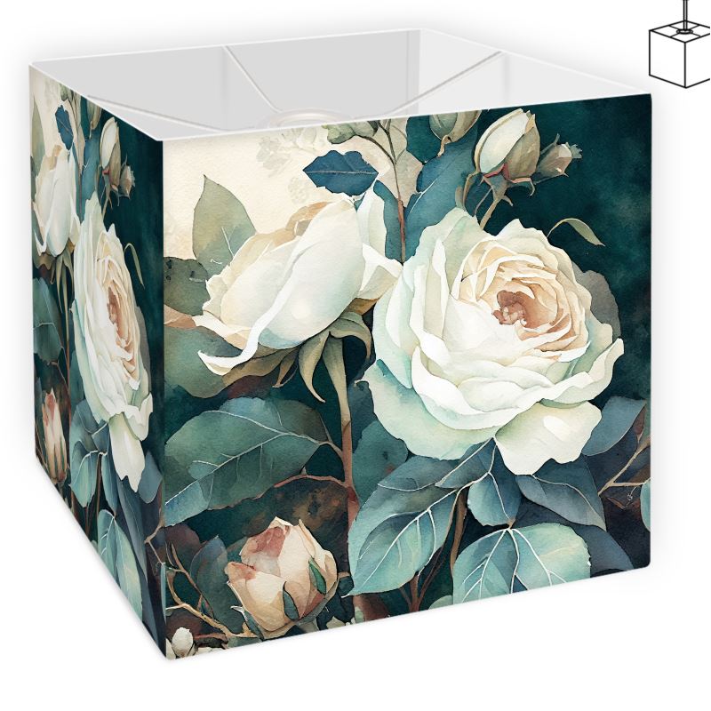 White Rose Luxury Square Lamp Shade