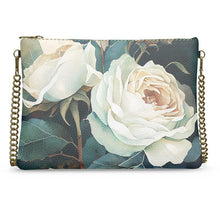 Load image into Gallery viewer, White Rose Luxury Leather Crossbody Bag with Chain