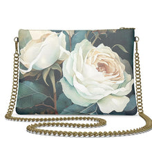 Load image into Gallery viewer, White Rose Luxury Leather Crossbody Bag with Chain
