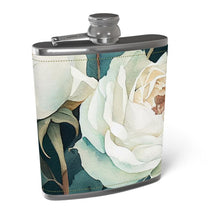 Load image into Gallery viewer, White Rose Luxury Leather Wrapped Hip Flask