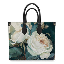 Load image into Gallery viewer, White Rose Luxury Leather Shopping Bag