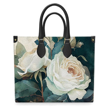 Load image into Gallery viewer, White Rose Luxury Leather Shopping Bag