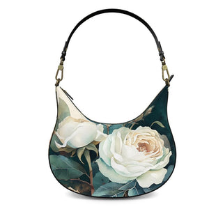 White Rose Luxury Curve Hobo Bag