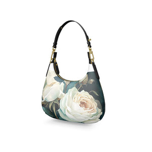 White Rose Luxury Leather Mini Curve Bag