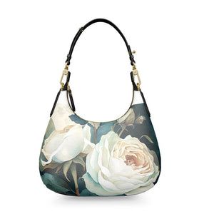 White Rose Luxury Leather Mini Curve Bag