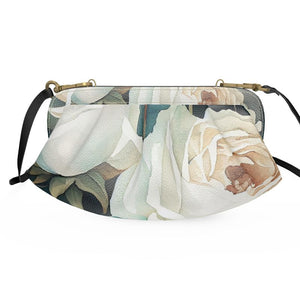 White Rose Luxury Pleated Soft Frame Bag