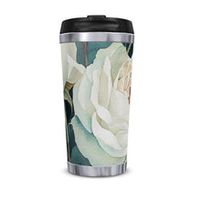 Load image into Gallery viewer, White Rose Luxury Travel Mug