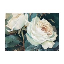 Load image into Gallery viewer, White Rose Luxury Fabric Place mats