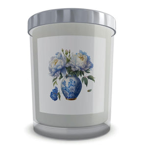 White & Blue Vase Luxury Candle In Glass