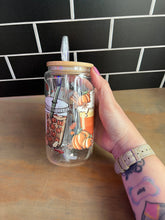 Load image into Gallery viewer, Fall Pumpkin Glass Can With Lid