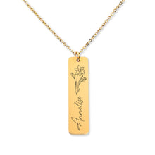 Load image into Gallery viewer, Name &amp; Birthflower Necklace