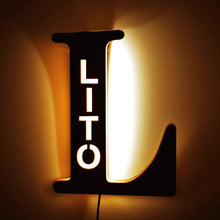 Load image into Gallery viewer, Hollow-Engraved Wooden Alphabet LED Night Light
