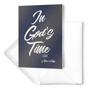 In Gods Time Navy Folded Greeting Card