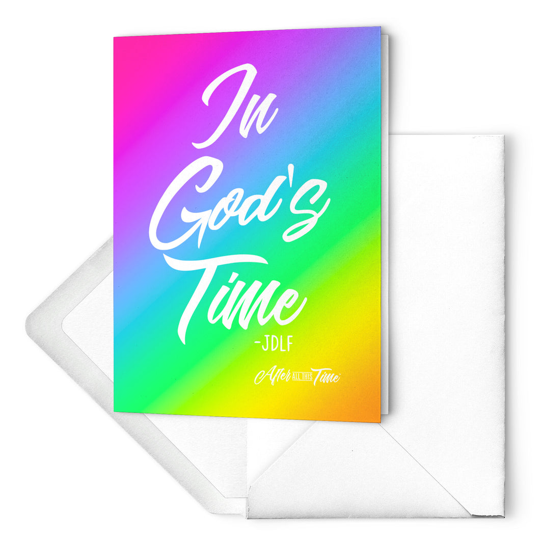 In Gods Time Rainbow Folded Notecard