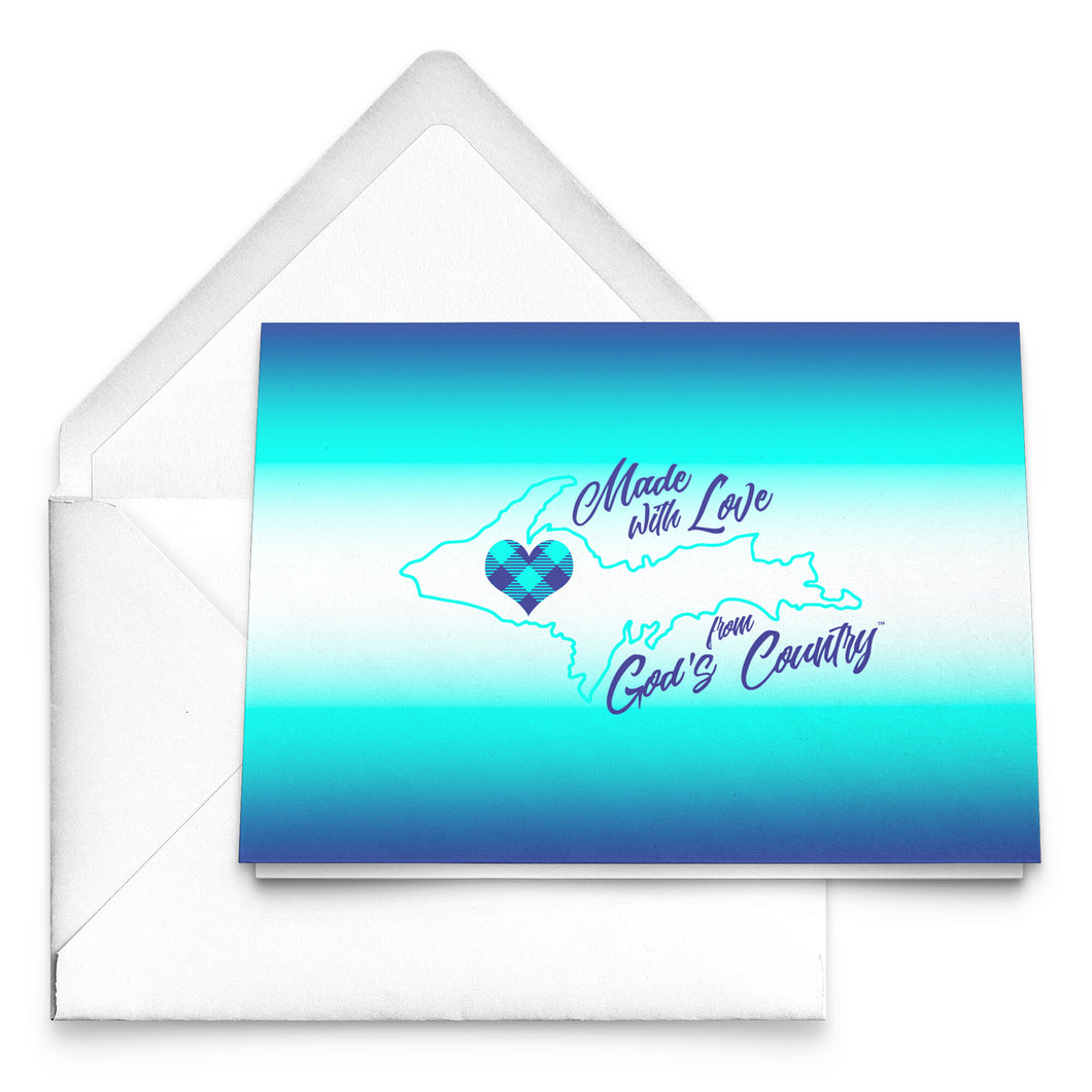 Made With Love Teal Michigan Folded Notecard