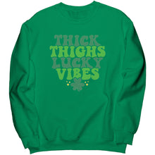 Load image into Gallery viewer, Thick Thighs Lucky Vibes Crewneck Sweatshirt