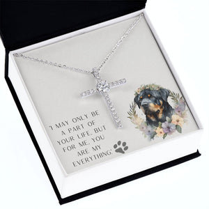 CZ Cross Necklace - Rottweiler