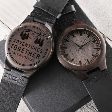 Adventures Together Engraved Wooden Watch