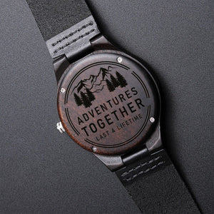 Adventures Together Engraved Wooden Watch