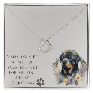 Delicate Heart Necklace - Rottweiler