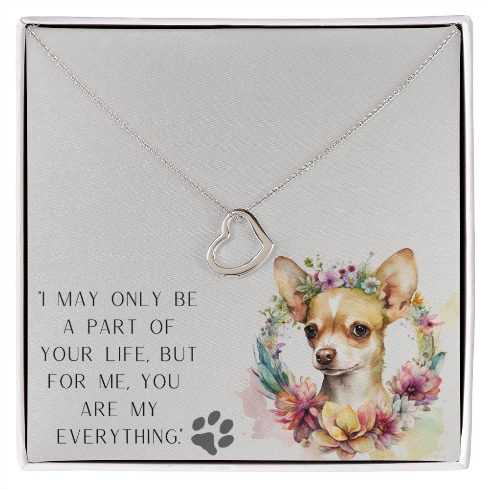 Delicate Heart Necklace - Chihuahua