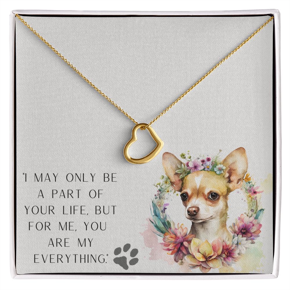 Delicate Heart Necklace - Chihuahua