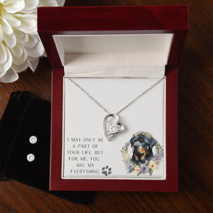 Forever Love Necklace and Cubic Zirconia Earring Set - Rottweiler