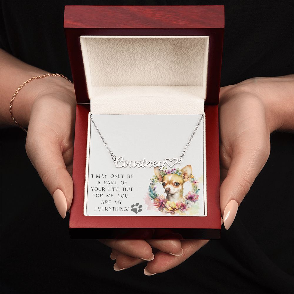 Custom Name and Heart Necklace - Chihuahua