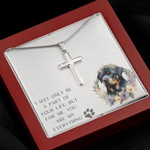 Stainless Steel Cross Necklace - Rottweiler