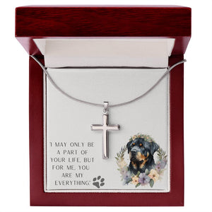 Stainless Steel Cross Necklace - Rottweiler