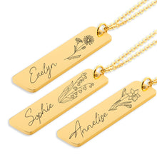 Load image into Gallery viewer, Name &amp; Birthflower Necklace