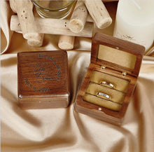 Load image into Gallery viewer, 493. Square Wood Double Ring Box