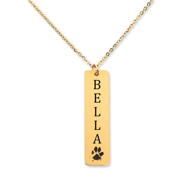 Pet's Name & Paw Print Necklace