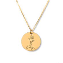 Load image into Gallery viewer, Name &amp; Birth Flower Necklace