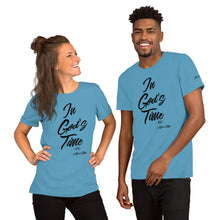 Load image into Gallery viewer, In God’s Time Short-Sleeve Unisex T-Shirt (Black Logo)